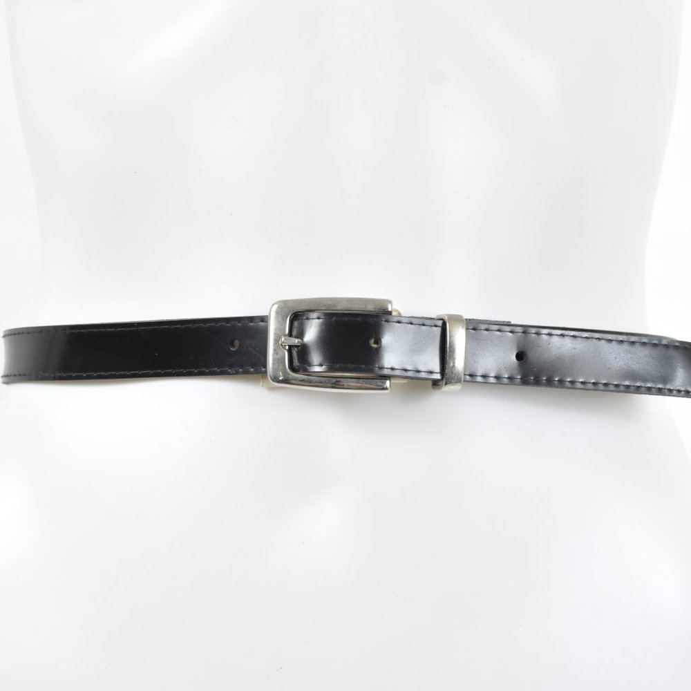 Vtg 90s PATENT LEATHER Minimalist Black PVC Skinny